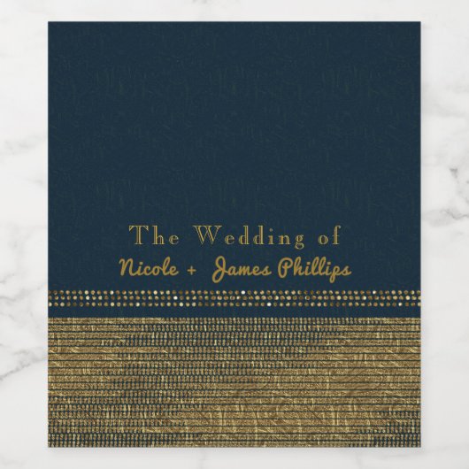 Blue & Gold Chic Sparkling Glam Party Weinkeller Weinetikett (Einzelnes Label)