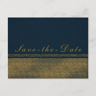Blue & Gold Chic Sparkling Glam Save the Date Ankündigungspostkarte