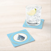Blue Gold Chinoiserie Paper Coaster Rechteckiger Pappuntersetzer (Vor Ort)