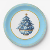 Blue Gold Chinoiserie Paper Plate Pappteller (Vorderseite)