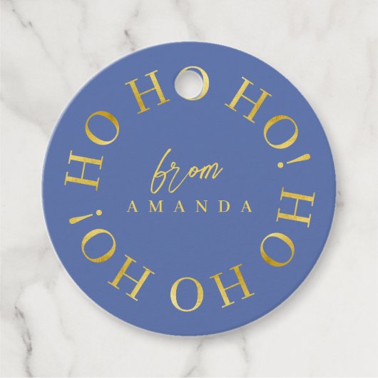 Blue Gold Christmas Ho Ho Ho ID1009 Geschenkanhänger (Vorderseite)