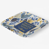 Blue Gold Christmas Merry Pattern#21 ID1009 Pappteller (Gewinkelt)