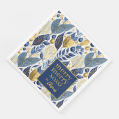 Blue Gold Christmas Merry Pattern#21 ID1009 Serviette (Ecke)