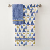 Blue Gold Christmas Merry Pattern#25 ID1009 Badhandtuch Set (Insitu)
