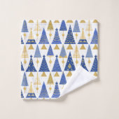 Blue Gold Christmas Merry Pattern#25 ID1009 Badhandtuch Set (Waschlappen)