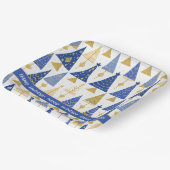 Blue Gold Christmas Merry Pattern#25 ID1009 Pappteller (Gewinkelt)