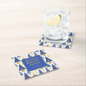 Blue Gold Christmas Merry Pattern#25 ID1009 Rechteckiger Pappuntersetzer (Vor Ort)