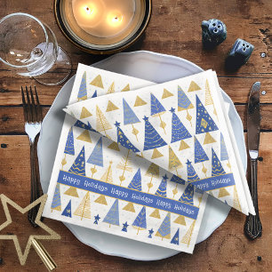 Blue Gold Christmas Merry Pattern#25 ID1009 Serviette