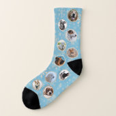 Blue Gold Christmas Snowflake Muster Pet Foto Socken (Links - Außen)