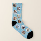 Blue Gold Christmas Snowflake Muster Pet Foto Socken (Rechts - Außen)