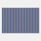 Blue Gold Christmas Trees Polka Dots Stripe Geschenkpapier Set (Vorderseite 3)