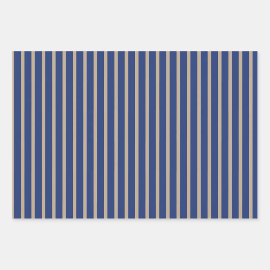 Blue Gold Christmas Trees Polka Dots Stripe Geschenkpapier Set (Vorderseite 3)