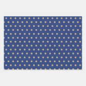 Blue Gold Christmas Trees Polka Dots Stripe Geschenkpapier Set (Vorderseite 2)