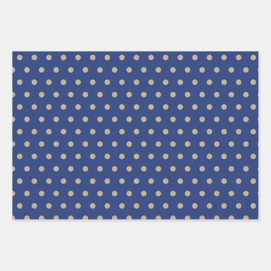 Blue Gold Christmas Trees Polka Dots Stripe Geschenkpapier Set (Vorderseite 2)