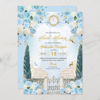 Blue & Gold Cinderella Princess 16 . Geburtstag Einladung