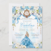 Blue Gold Cinderella Quinceanera Luxus Geburtstag Einladung (Vorderseite)