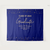 Blue Gold Class 2024 Foto Backdrop Graduate Wandteppich (Vorderseite (Horizontal))