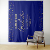 Blue Gold Class 2024 Foto Backdrop Graduate Wandteppich (Beispiel)