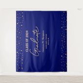 Blue Gold Class 2024 Foto Backdrop Graduate Wandteppich (Vorderseite)