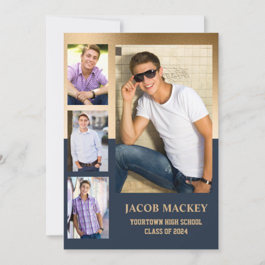 Blue Gold Class 2024 High School Foto Ankündigung (Vorderseite)