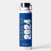 Blue Gold Class 2024 Personalisierter Abschluss Trinkflasche (Rückseite)