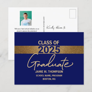 Blue Gold Class 2025 Abschluss Foto Postkarte