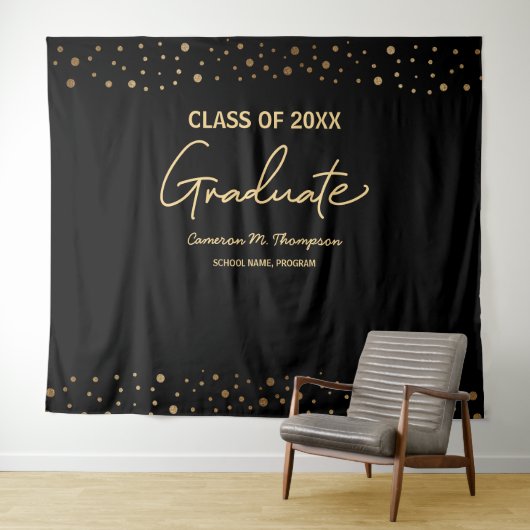 Blue Gold Class Abschluss Foto Background Graduate Wandteppich (Beispiel (Horizontal))