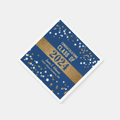 Blue Gold Class of 2024 Custom Graduation Party Serviette (Ecke)