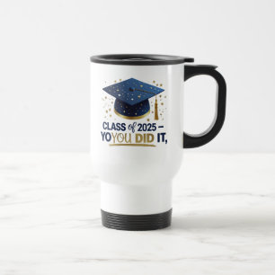 Blue & Gold Class of 2025 Abschluss Travel Mug Reisebecher