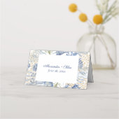 Blue Gold Coastal Folded Place Card Platzkarte (Rückseite)