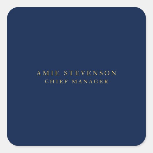 Blue Gold Colors Beruflich Classic Schlicht Quadratischer Aufkleber (Vorderseite)