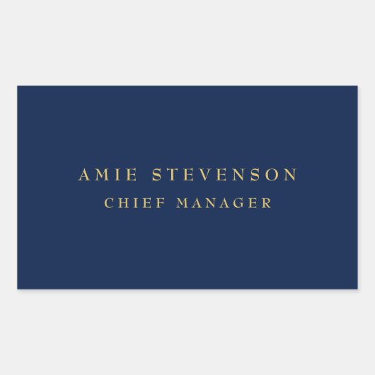 Blue Gold Colors Beruflich Classic Schlicht Rechteckiger Aufkleber (Vorderseite)