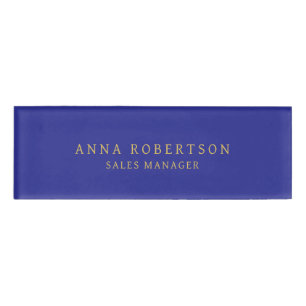 Blue Gold Colors Beruflich Trendy Minimalistisch Namenschild