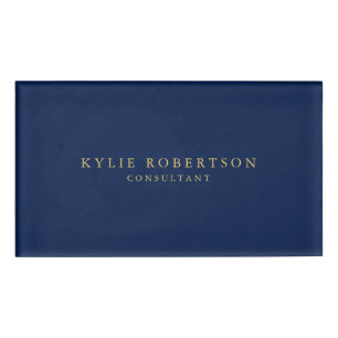 Blue Gold Colors Beruflich Trendy Moderne Schlicht Namenschild