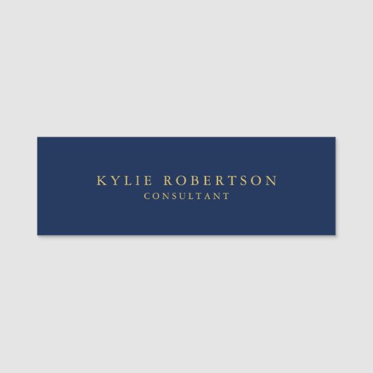 Blue Gold Colors Beruflich Trendy Moderne Schlicht Namensschild (Vorderseite)