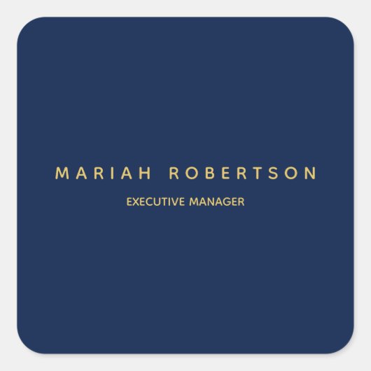 Blue Gold Colors Beruflich Trendy Moderne Schlicht Quadratischer Aufkleber (Vorderseite)