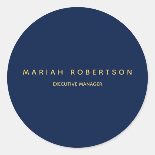 Blue Gold Colors Beruflich Trendy Moderne Schlicht Runder Aufkleber (Vorderseite)