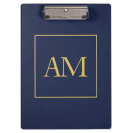 Blue Gold Colors Monogram Anfangsbuchstaben Klemmbrett