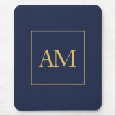 Blue Gold Colors Monogram Anfangsbuchstaben Mousepad (Vorne)