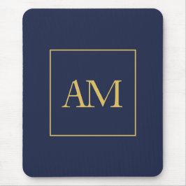 Blue Gold Colors Monogram Anfangsbuchstaben Mousepad