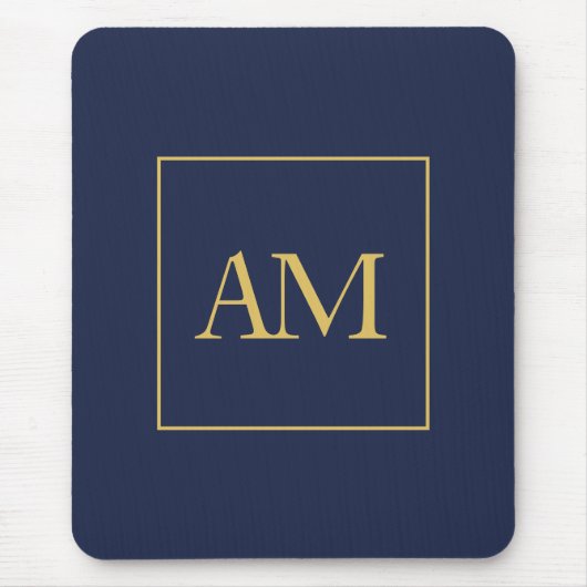 Blue Gold Colors Monogram Anfangsbuchstaben Mousepad (Vorne)