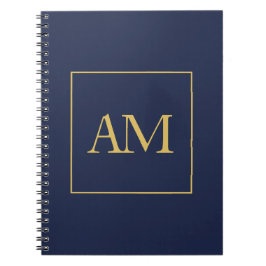 Blue Gold Colors Monogram Anfangsbuchstaben Notizblock