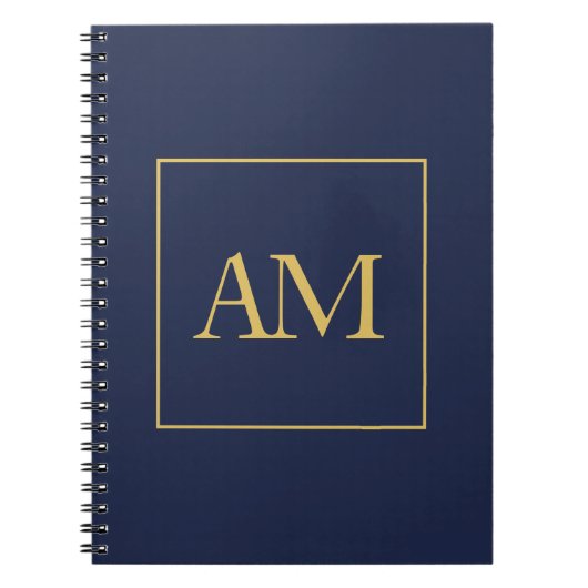 Blue Gold Colors Monogram Anfangsbuchstaben Notizblock (Vorderseite)