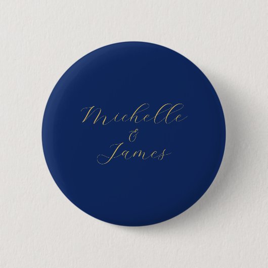 Blue & Gold Colors Professional Trendy Modern Name Button (Vorderseite)