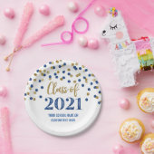 Blue Gold Confetti Abschluss 2021 Pappteller (Party)