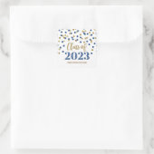 Blue Gold Confetti Abschluss 2023 Square Sticker (Tasche)