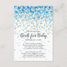 Blue Gold Confetti Baby Showbook for Baby