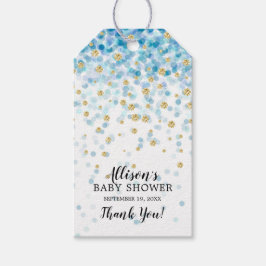Blue & Gold Confetti Baby Showdusche Gefallen Tag Geschenkanhänger