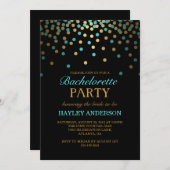 Blue & Gold Confetti Bachelorette Einladung (Vorne/Hinten)