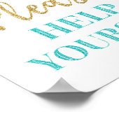 Blue Gold Confetti Bitte helfen Sie sich bei der A Poster (Ecke)